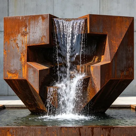 Fontaine Cascade en acier corten