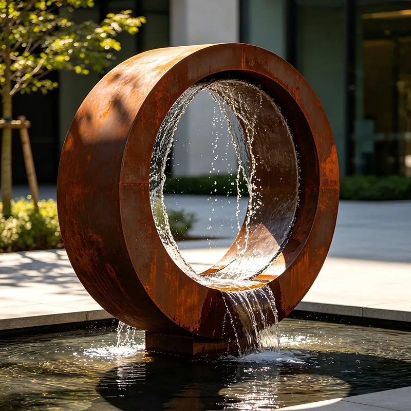 Fontaine Pleine lune en acier corten