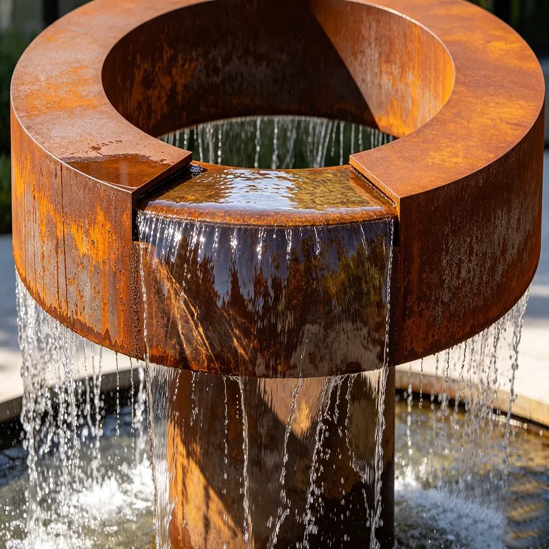 Fontaine Source en acier corten