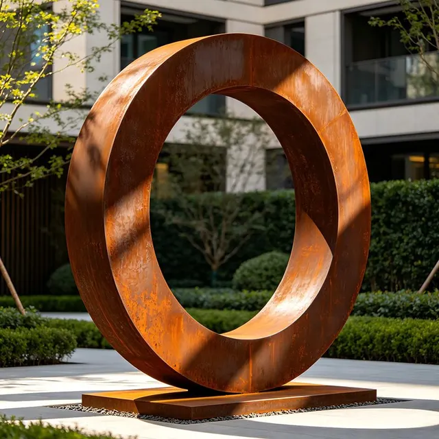 Sculpture Anneau en acier corten