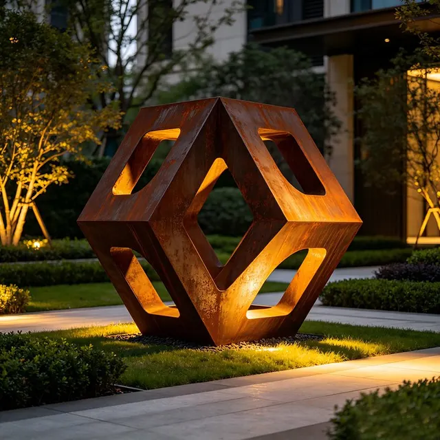 Sculpture Cage en acier corten