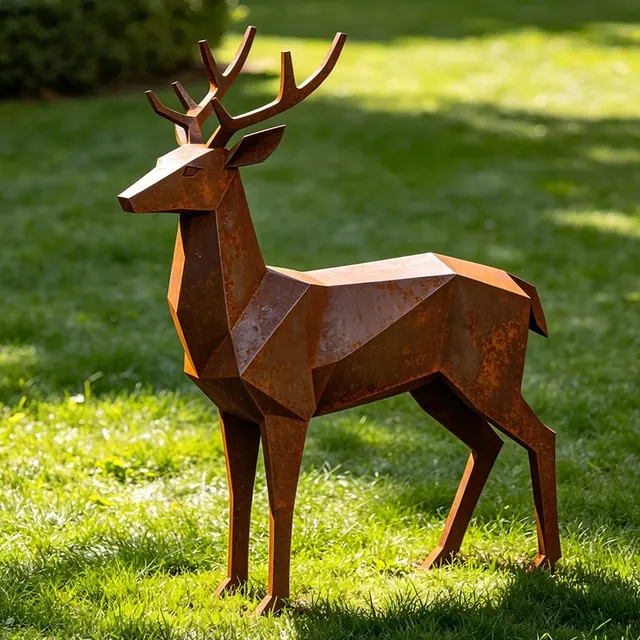 Sculpture Cerf en acier corten
