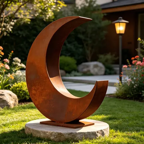 Sculpture Croissant en acier corten
