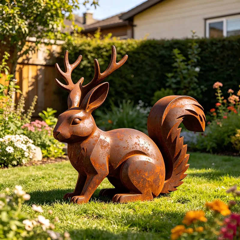 Sculpture Écureuil en acier corten