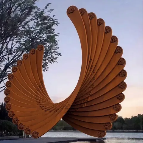 Sculpture Éventail en acier corten