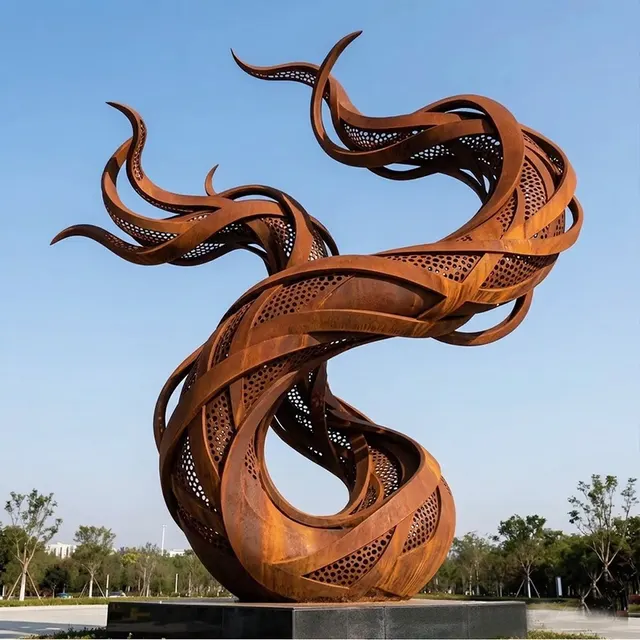 Sculpture Flamme en acier corten