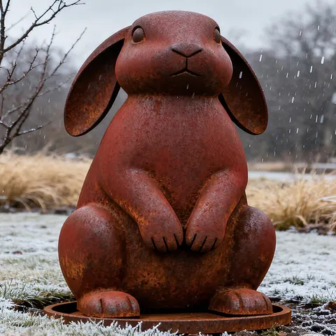 Sculpture Lapin en acier corten