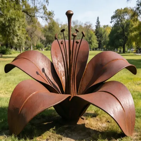 Sculpture Lys en acier corten