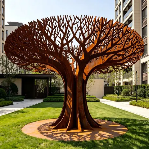 Sculpture Ombrelle en acier corten