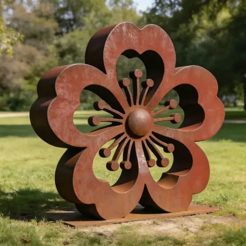 Sculpture Sakura en acier corten