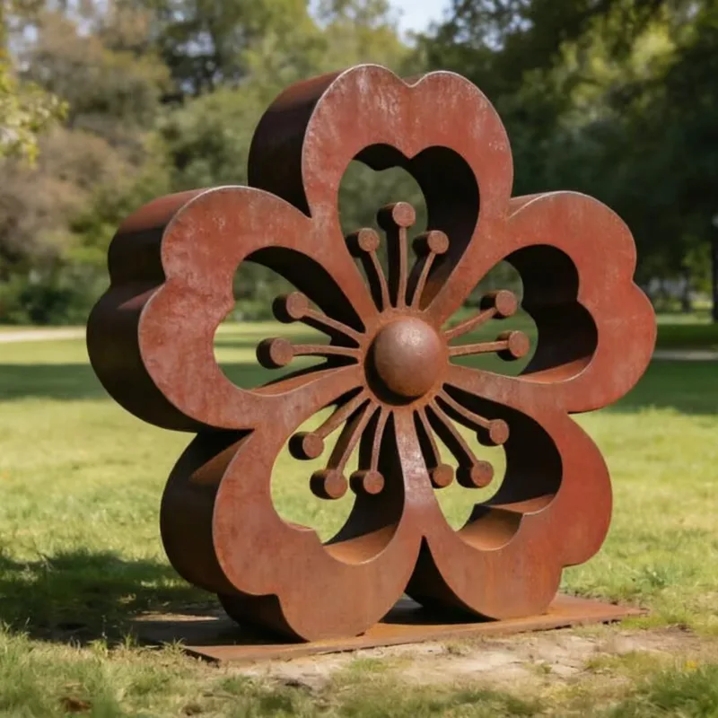 Sculpture Sakura en acier corten