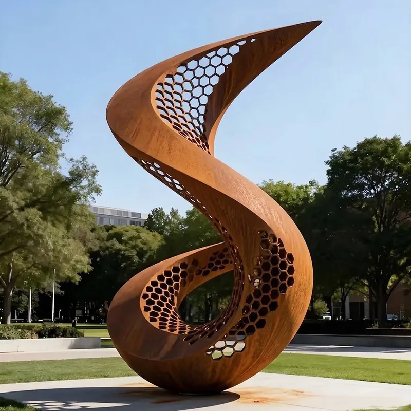 Sculpture Vrille en acier corten